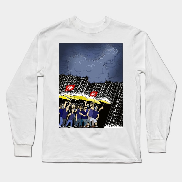 Hong Kong Protests Long Sleeve T-Shirt by Felipe.Makes.Cartoons